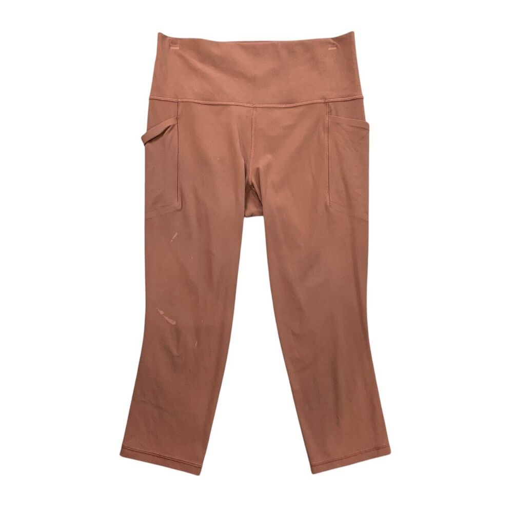 Athleta Leggings Womens M Medium Spicy Brown Salutation Stash Pocket Capri Yoga